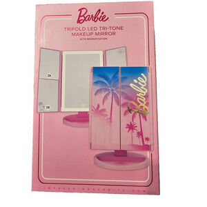 NWT Impressions Vanity Barbie LED Trifold Makeup Mirror with Magnification 3 Way